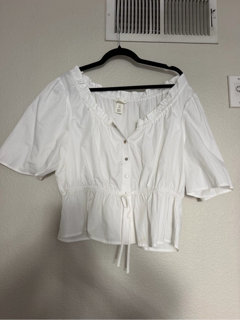 White Blouse with Buttons and Tie